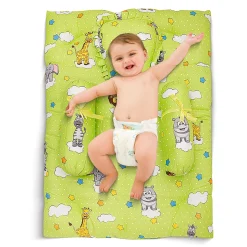 Mattress Set With Neck Pillow and Bolsters Fun In The Jungle Green