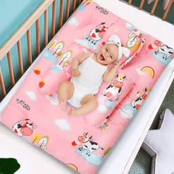 Mattress Set With Neck Pillow and Bolsters Milkaholic Peach