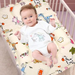 Mattress With Fixed Neck Pillow And Bolsters I Love Animals Cream