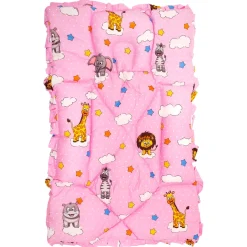 Mattress With Fixed Neck Pillow And Bolsters Flying Animals Pink