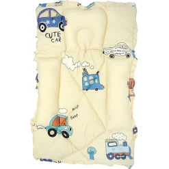Mattress With Fixed Neck Pillow And Bolsters Vintage Ride Yellow