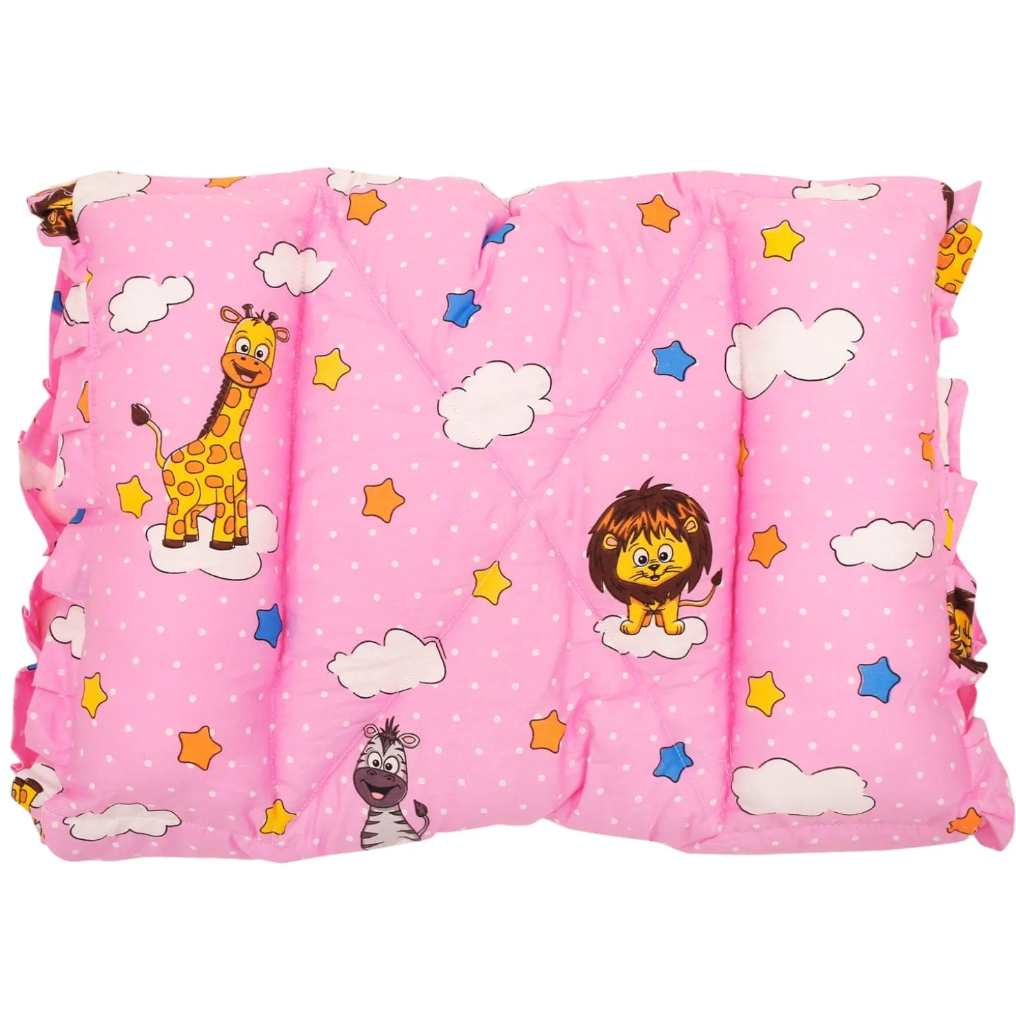Mattress With Fixed Neck Pillow And Bolsters Flying Animals Pink