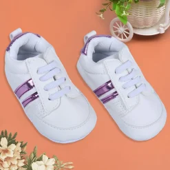 Metallic Stripes Fancy Anti-Slip Sneaker Shoes - White