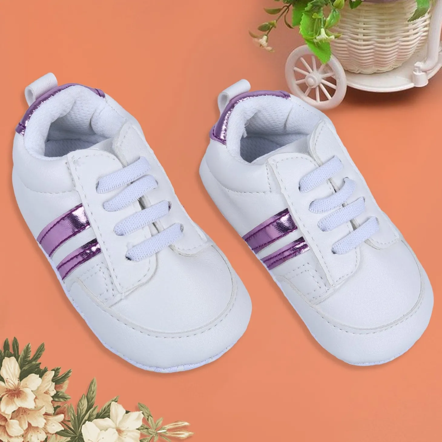 Metallic Stripes Fancy Anti-Slip Sneaker Shoes - White