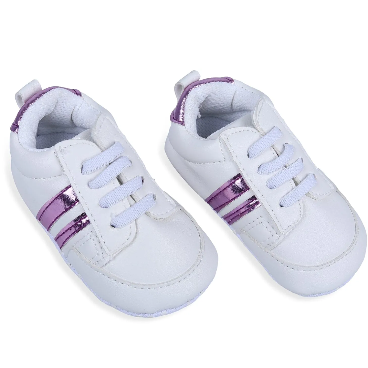 Metallic Stripes Fancy Anti-Slip Sneaker Shoes - White