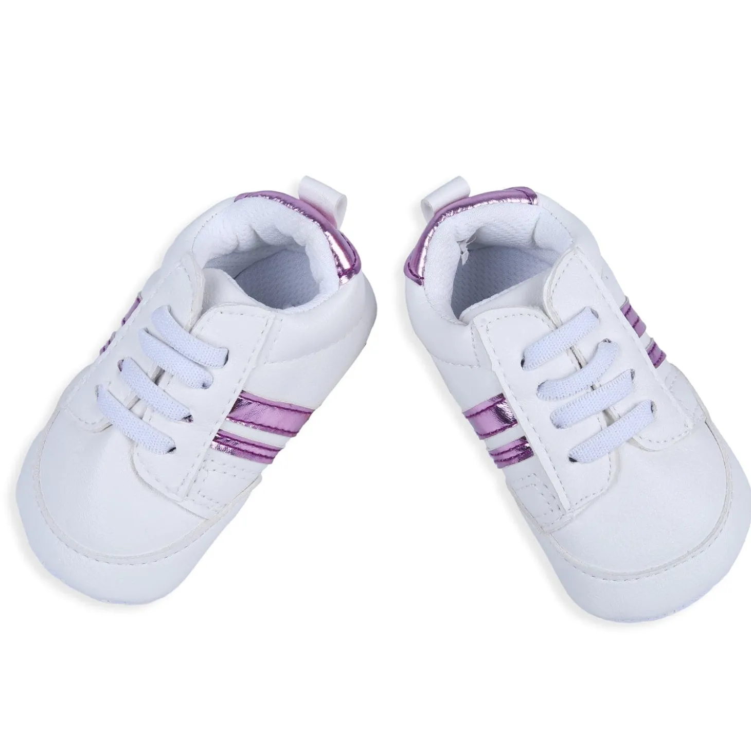 Metallic Stripes Fancy Anti-Slip Sneaker Shoes - White