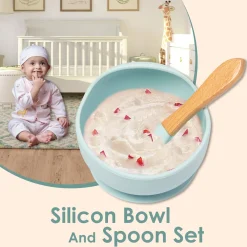 Mint Green Silicon Bowl And Spoon Set