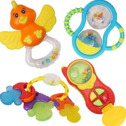 Mixed Multicolour Set of 4 Musical Rattle Toys With Light