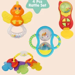 Mixed Multicolour Set of 4 Musical Rattle Toys With Light