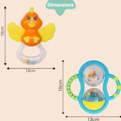 Mixed Multicolour Set of 4 Musical Rattle Toys With Light