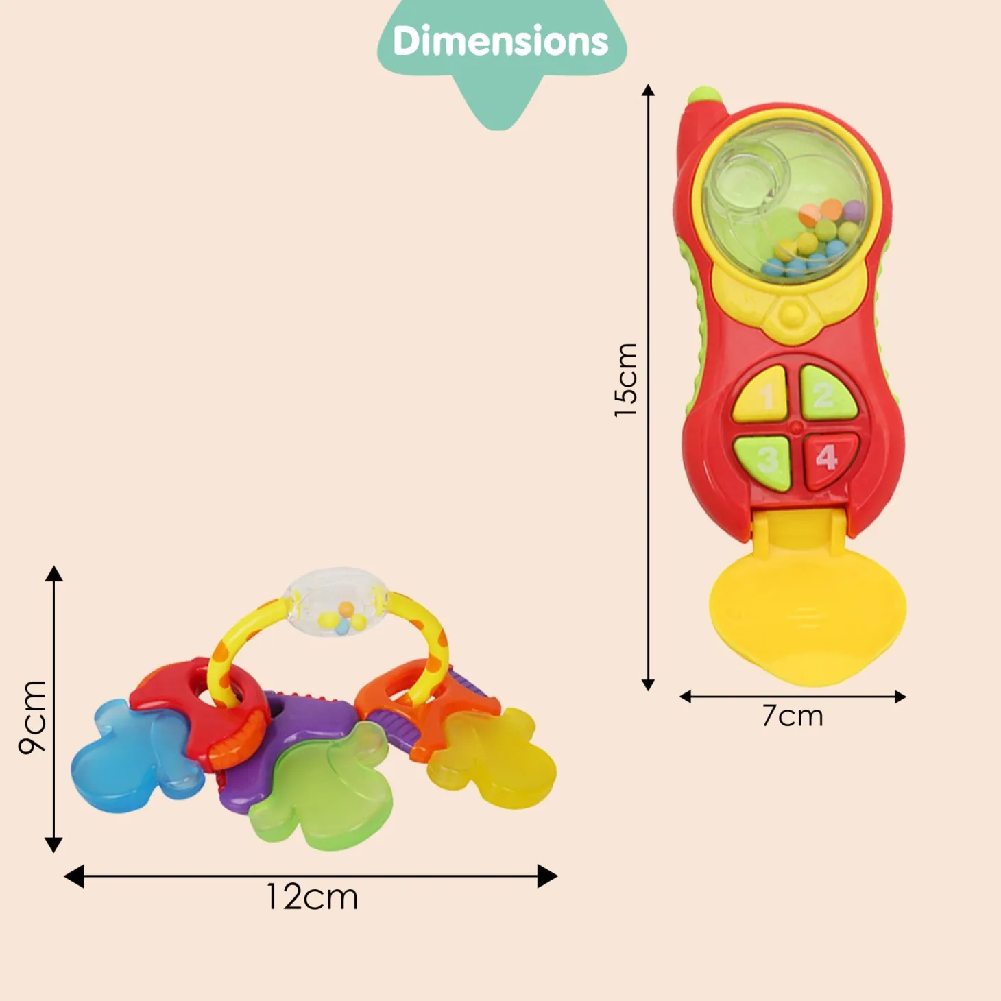 Mixed Multicolour Set of 4 Musical Rattle Toys With Light