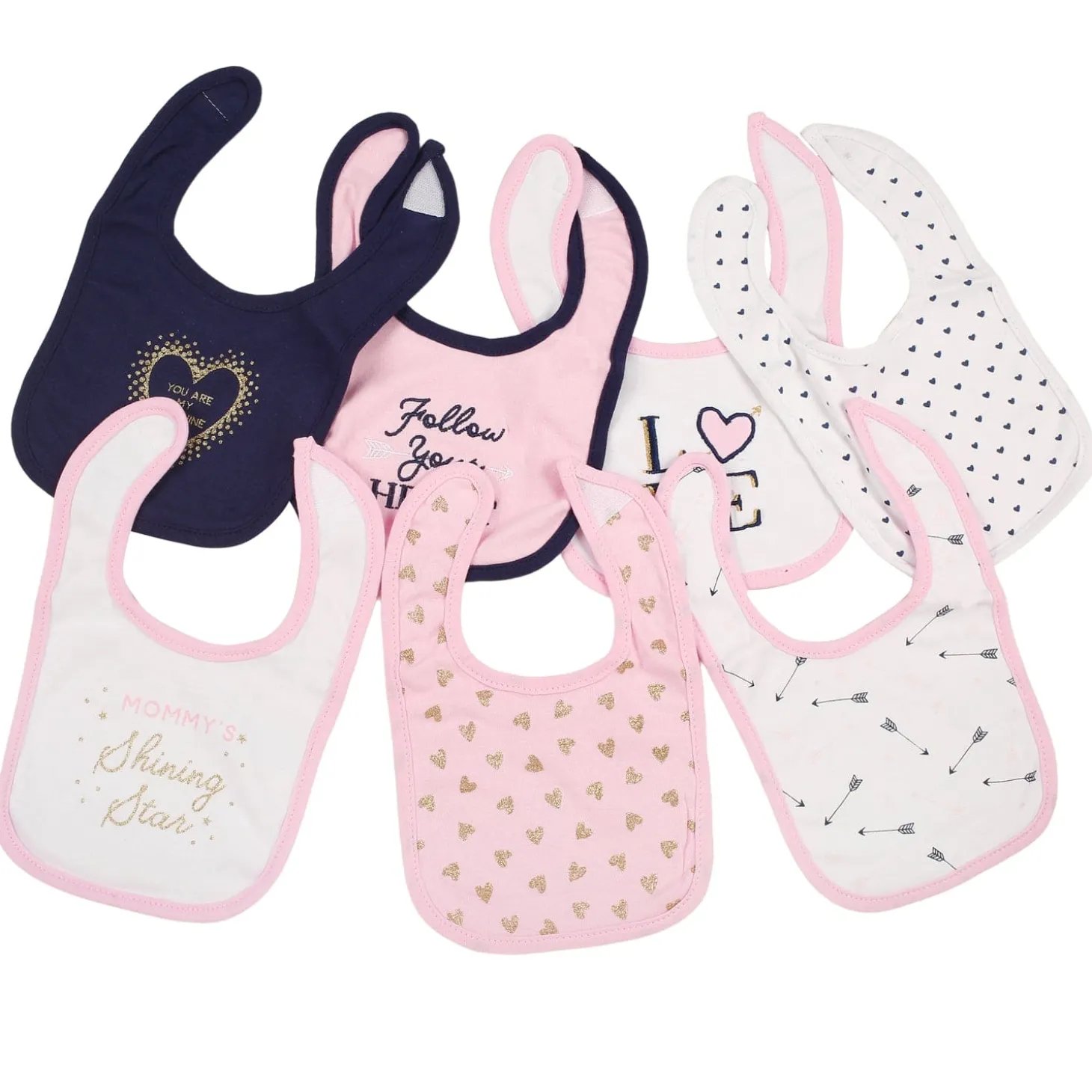 Mommy's Shining Star Pink 7 Pk Bibs