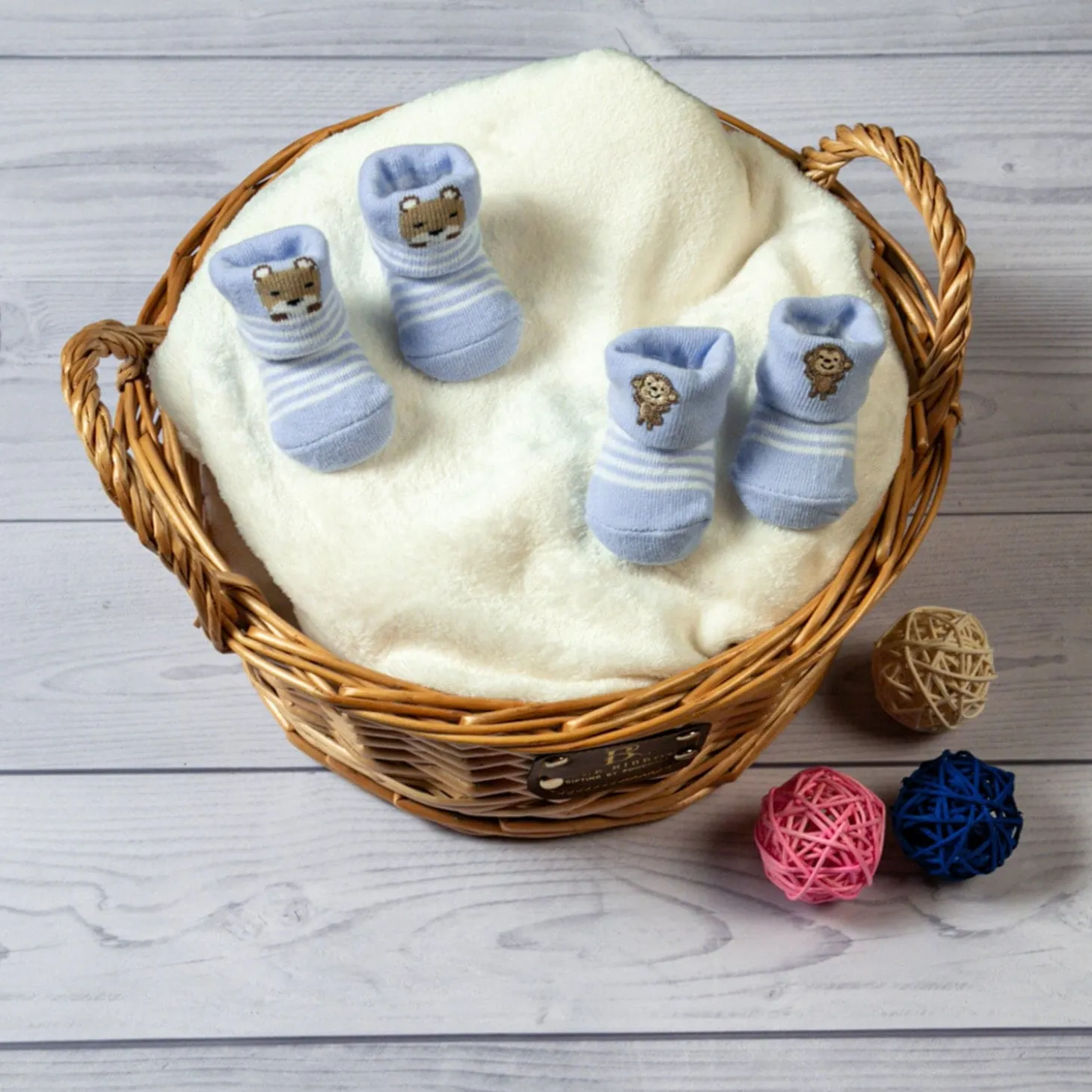 Monkey & Striped Blue 2 Pk Socks