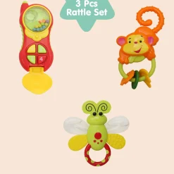 Monkey Bee And Phone Multicolour Set of 3 Musical Rattle Toys