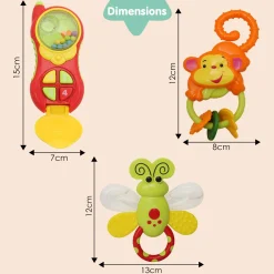 Monkey Bee And Phone Multicolour Set of 3 Musical Rattle Toys