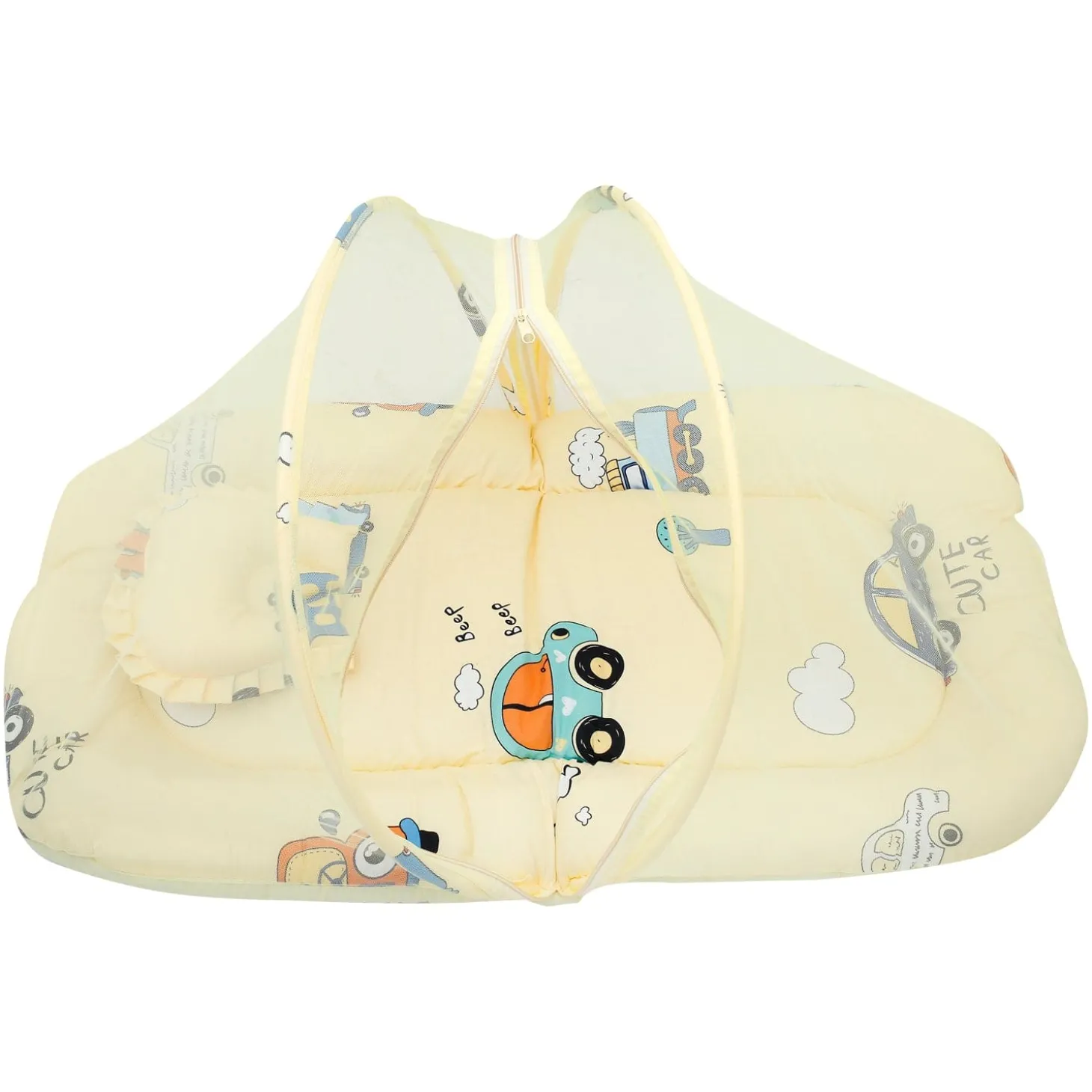 Mosquito Net Tent Mattress Set With Neck Pillow Vintage Ride Yellow