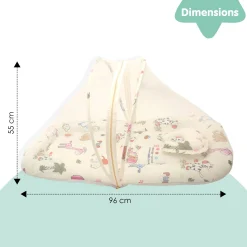 Mosquito Net Tent Mattress Set With Neck Pillow I Love Animals Cream