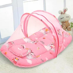 Mosquito Net Tent Mattress Set With Neck Pillow Milkaholic Peach
