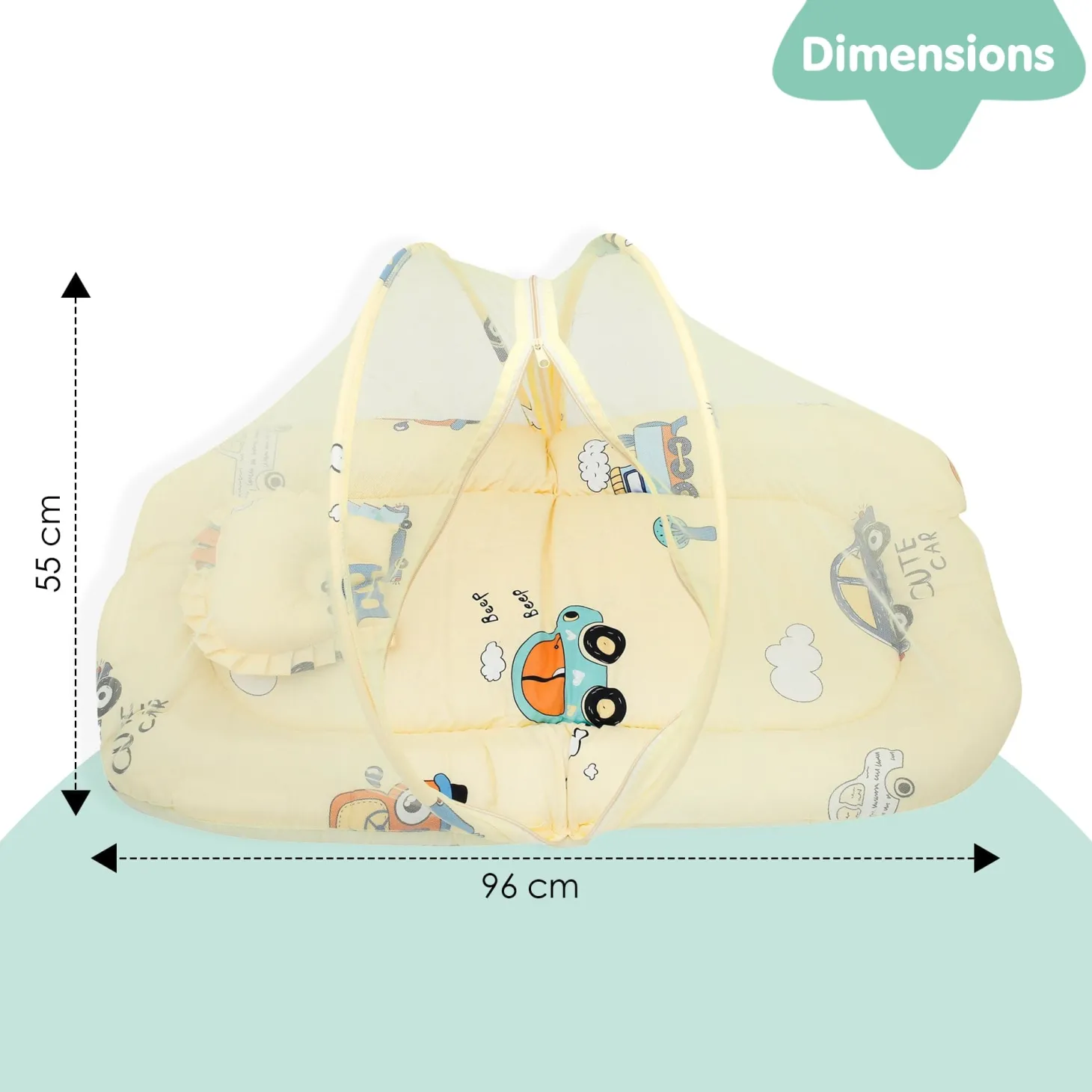 Mosquito Net Tent Mattress Set With Neck Pillow Vintage Ride Yellow