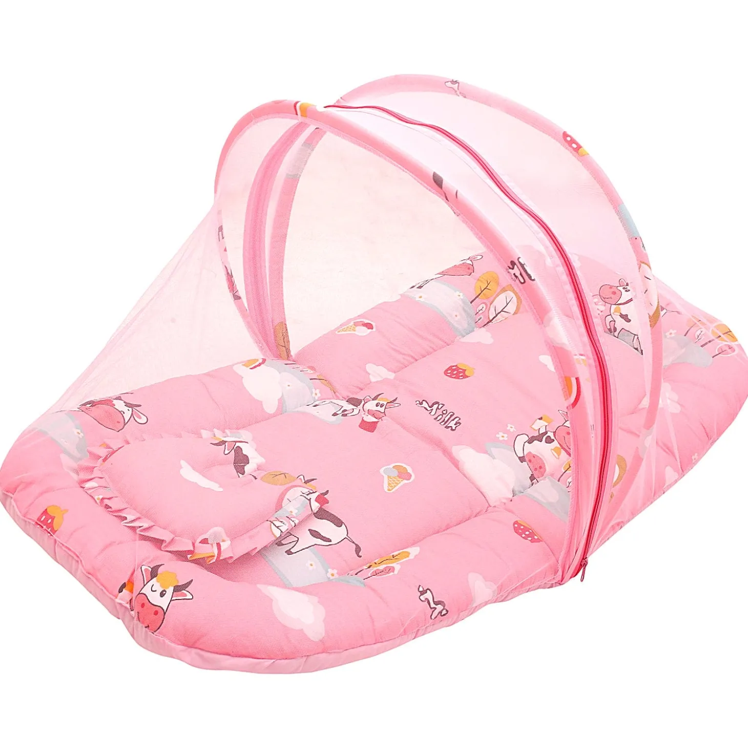 Mosquito Net Tent Mattress Set With Neck Pillow Milkaholic Peach