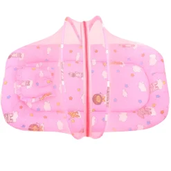 Mosquito Net Tent Mattress Set With Neck Pillow Flying Animals Pink