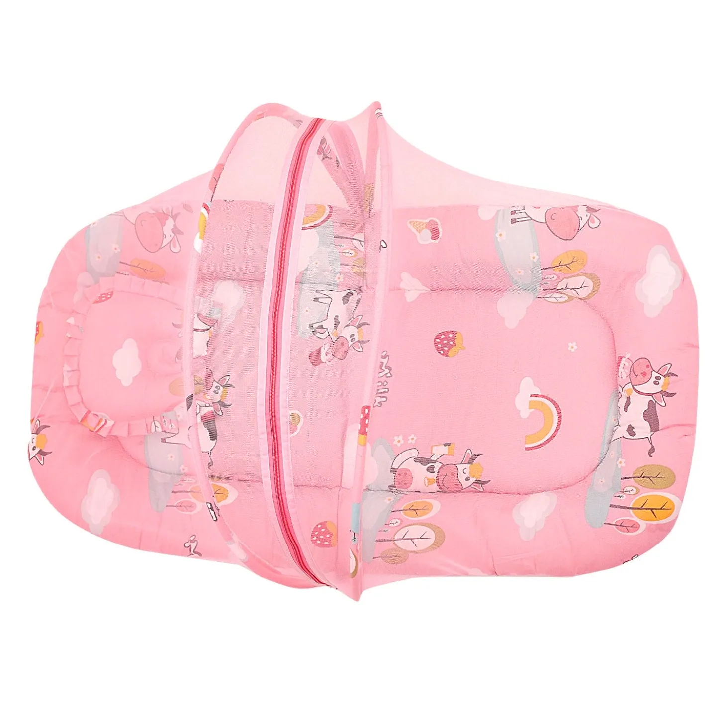 Mosquito Net Tent Mattress Set With Neck Pillow Milkaholic Peach