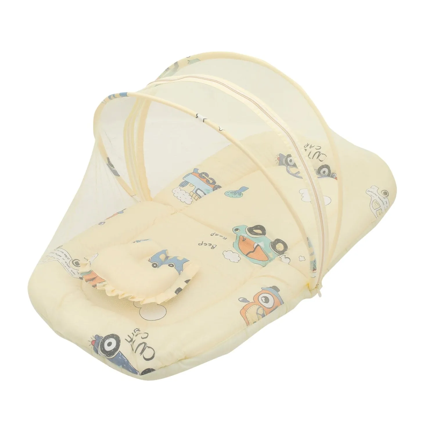 Mosquito Net Tent Mattress Set With Neck Pillow Vintage Ride Yellow