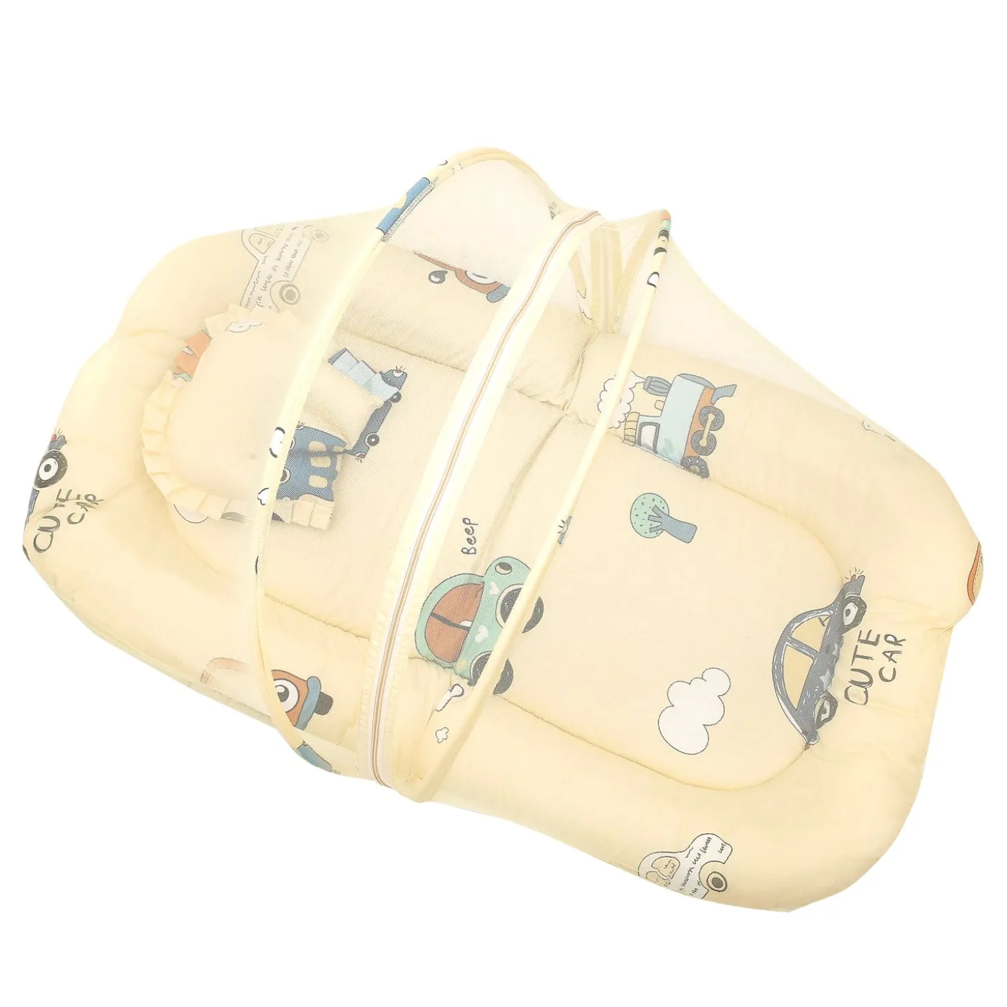 Mosquito Net Tent Mattress Set With Neck Pillow Vintage Ride Yellow