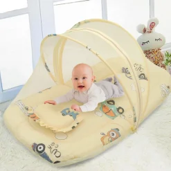 Mosquito Net Tent Mattress Set With Neck Pillow Vintage Ride Yellow