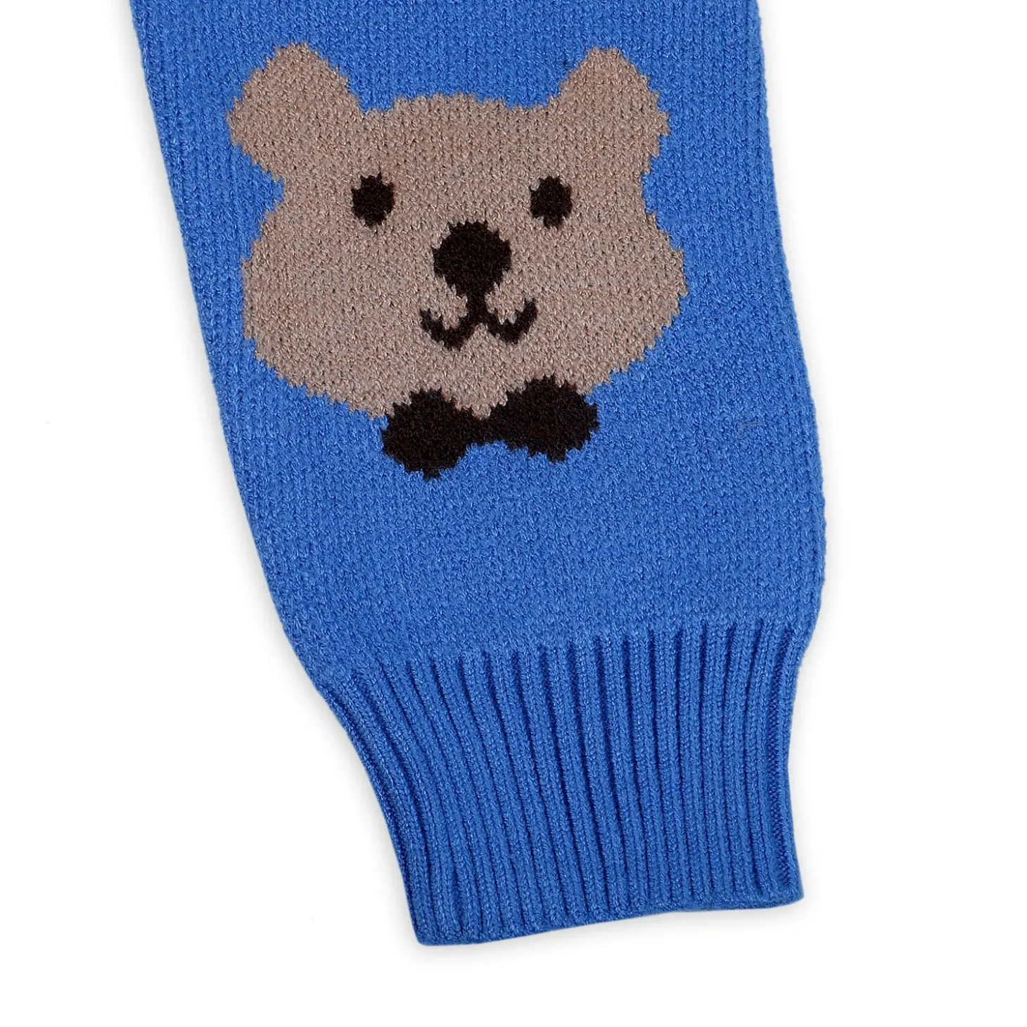 Mr. Bear Premium Full Sleeves Knitted Sweater With 3D Applique - Blue