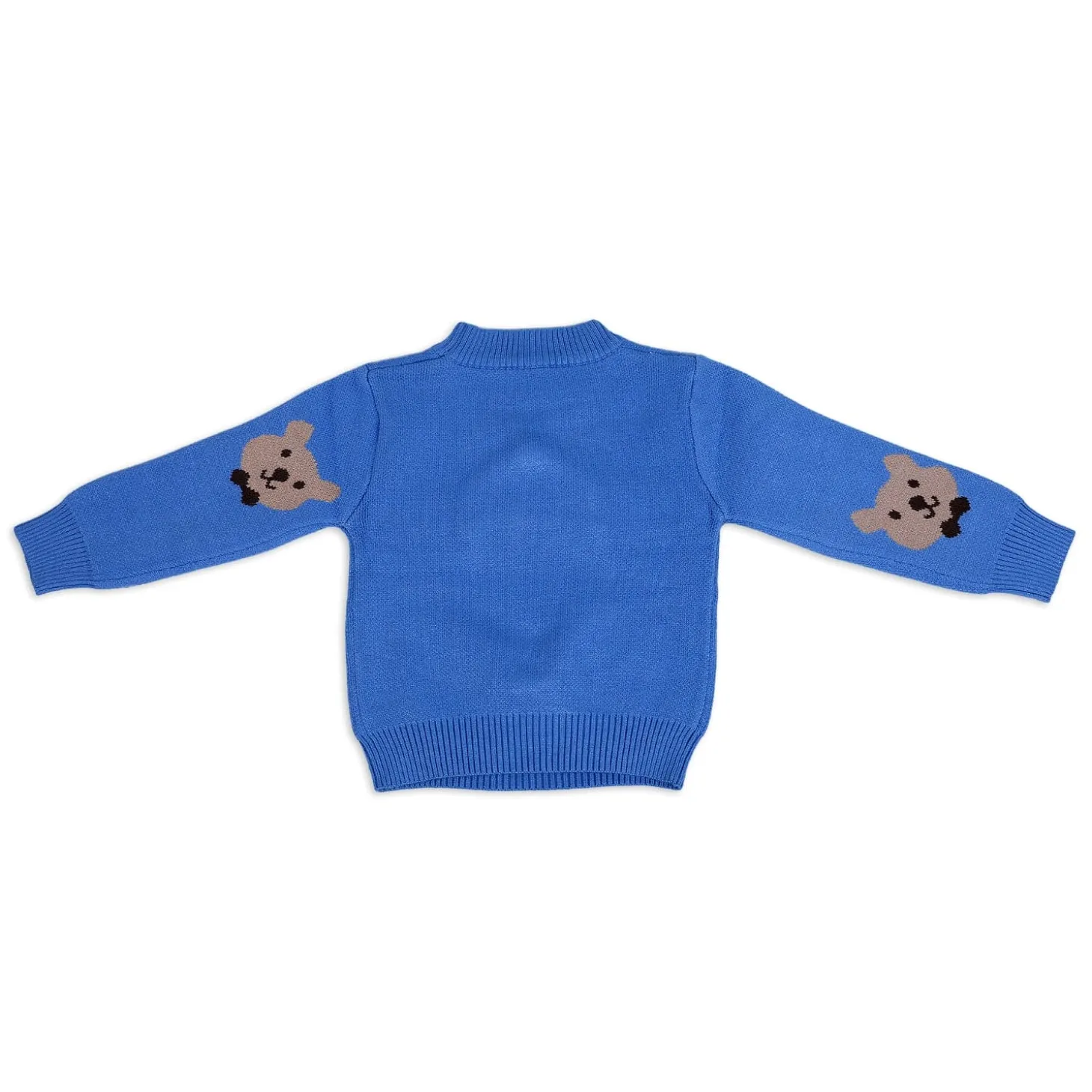 Mr. Bear Premium Full Sleeves Knitted Sweater With 3D Applique - Blue