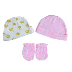 Mummy's Princess Pink Set Of 2 Caps And 1 Mitten