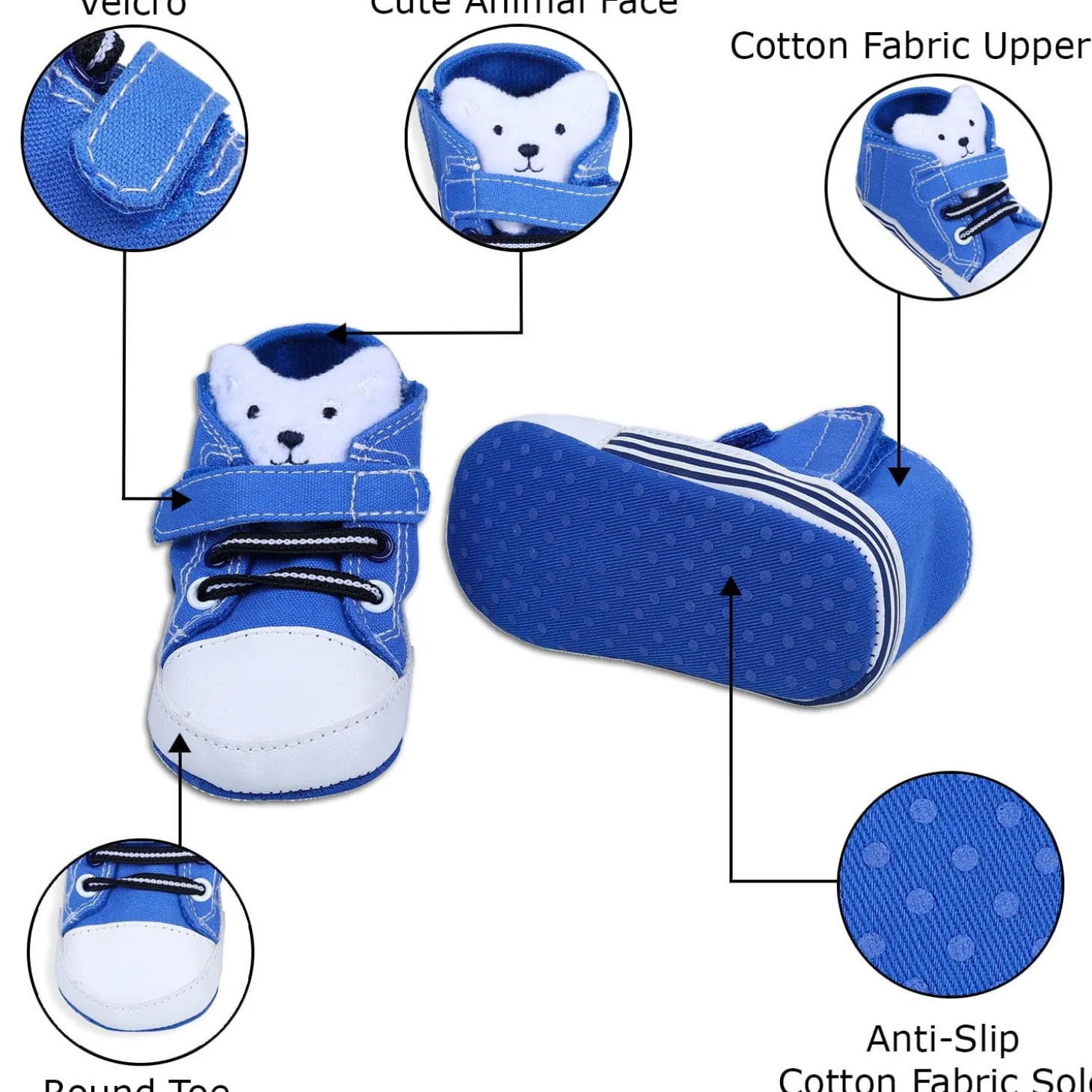 My Buddy Bear Cute And Stylish Comfy Velcro Booties - Blue