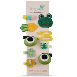 Myrina Frogs Hair Clips Set 10 Pcs - Green, Yellow