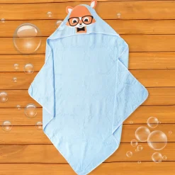 Nerdy Fox Blue Hooded Towel