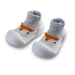 Newborn Anti-Skid Rubber Sole Slip-On Shoes Fox - Grey
