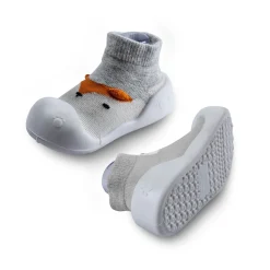 Newborn Anti-Skid Rubber Sole Slip-On Shoes Fox - Grey