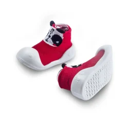 Newborn Anti-Skid Rubber Sole Slip-On Shoes Panda - Red