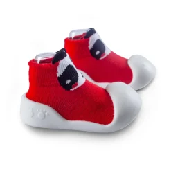Newborn Anti-Skid Rubber Sole Slip-On Shoes Panda - Red