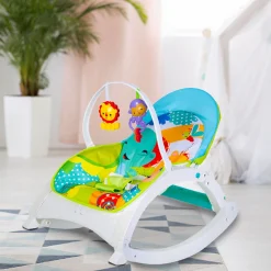 Newborn To Toddler Happy Baby Bouncer With Hanging Toys Green