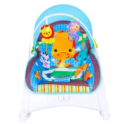 Newborn To Toddler Happy Baby Bouncer With Hanging Toys Blue