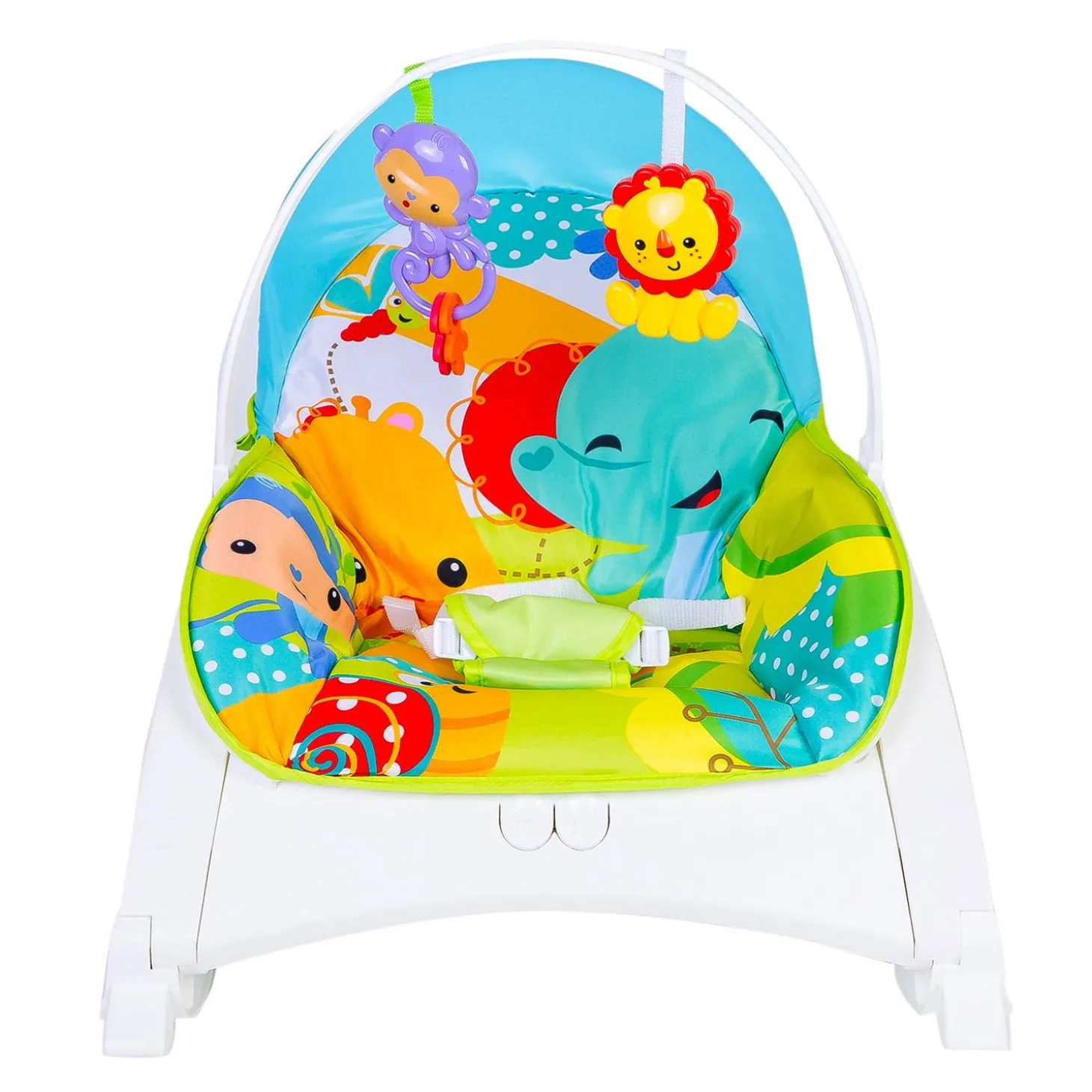 Newborn To Toddler Happy Baby Bouncer With Hanging Toys Green