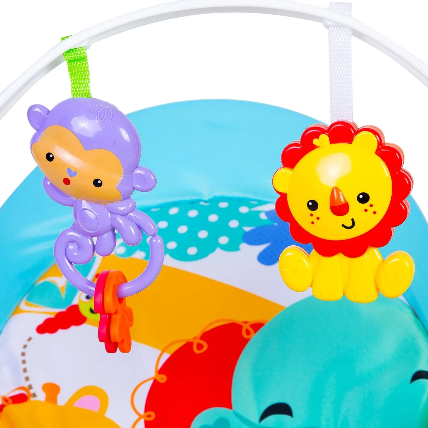 Newborn To Toddler Happy Baby Bouncer With Hanging Toys Green