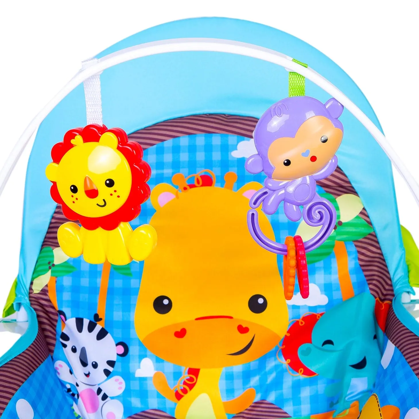 Newborn To Toddler Happy Baby Bouncer With Hanging Toys Blue