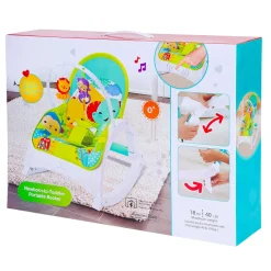 Newborn To Toddler Happy Baby Bouncer With Hanging Toys Green