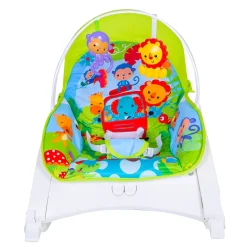 Newborn To Toddler Portable Bouncer With Hanging Toys Green