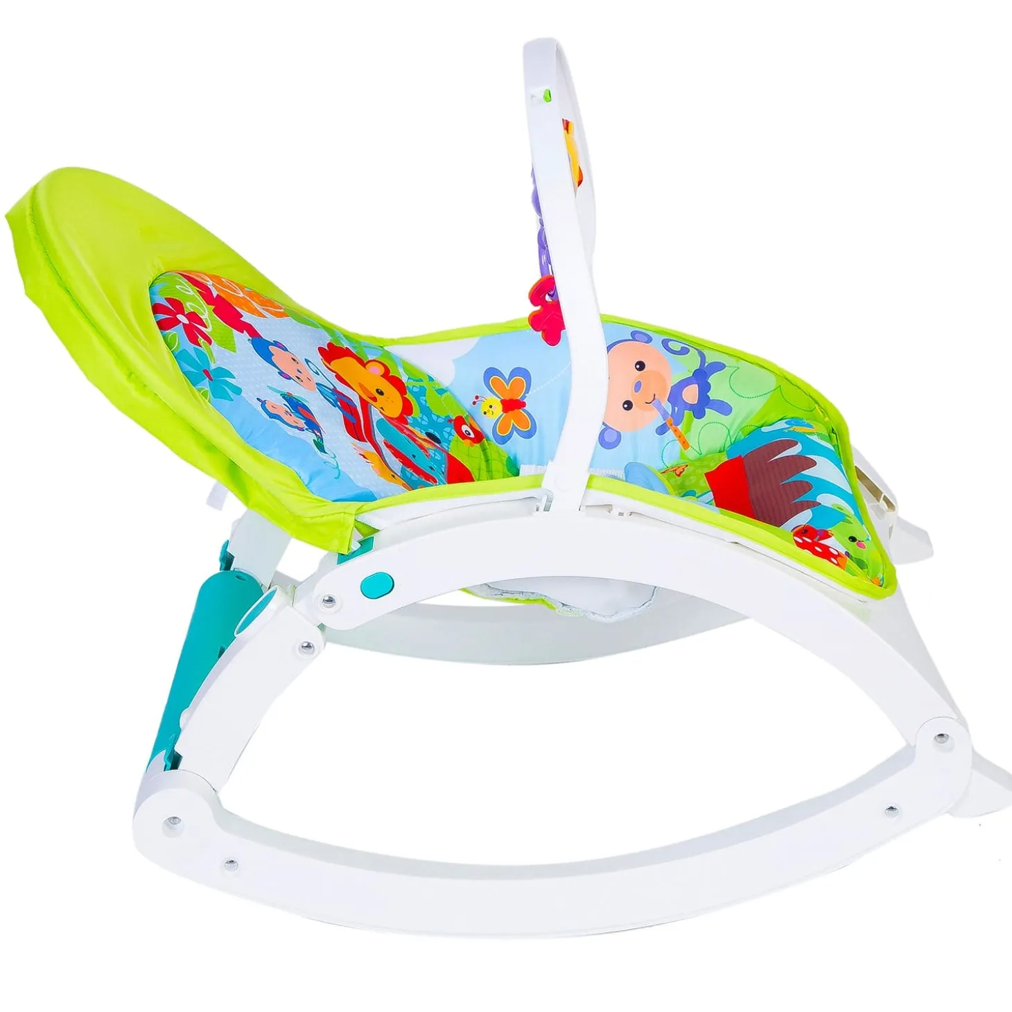 Newborn To Toddler Portable Bouncer With Hanging Toys Green