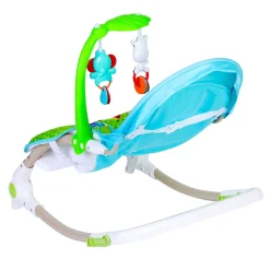 Newborn To Toddler Portable Bouncer With Hanging Toys Blue & Green