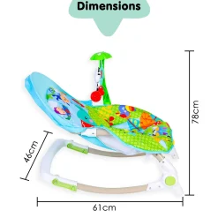 Newborn To Toddler Portable Bouncer With Hanging Toys Blue & Green