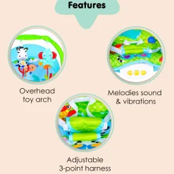 Newborn To Toddler Portable Bouncer With Hanging Toys Blue & Green
